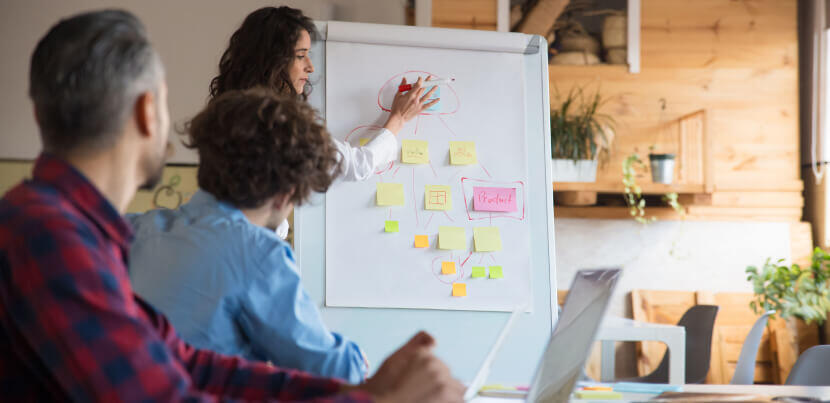 Female-student-using-whiteboard