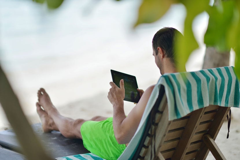 man working on the beach