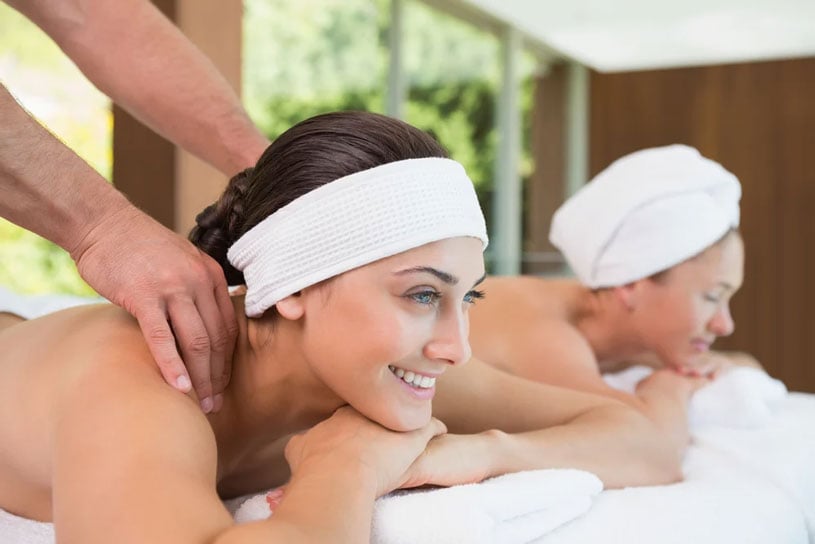 Women enjoying health spa