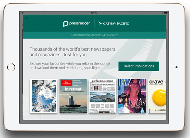 PressReader partnered with Cathay Pacific